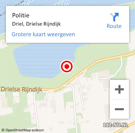 Locatie op kaart van de 112 melding: Politie Driel, Drielse Rijndijk op 16 oktober 2021 16:56