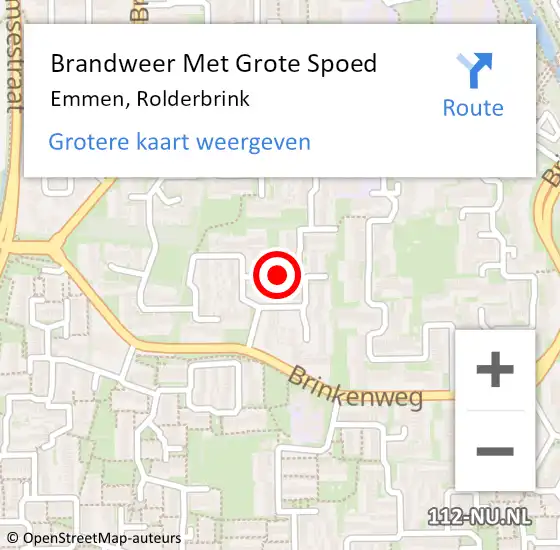 Locatie op kaart van de 112 melding: Brandweer Met Grote Spoed Naar Emmen, Rolderbrink op 16 oktober 2021 17:19