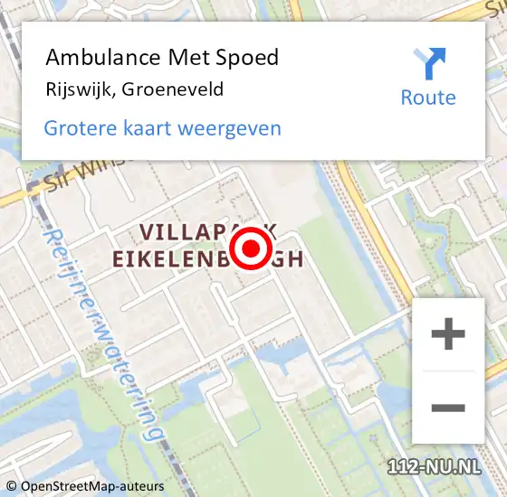 Locatie op kaart van de 112 melding: Ambulance Met Spoed Naar Rijswijk, Groeneveld op 16 oktober 2021 17:40