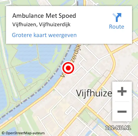 Locatie op kaart van de 112 melding: Ambulance Met Spoed Naar Vijfhuizen, Vijfhuizerdijk op 16 oktober 2021 17:53