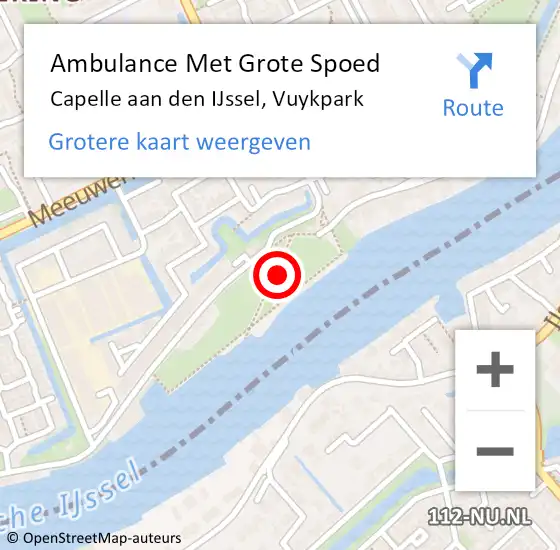 Locatie op kaart van de 112 melding: Ambulance Met Grote Spoed Naar Capelle aan den IJssel, Vuykpark op 16 oktober 2021 18:11