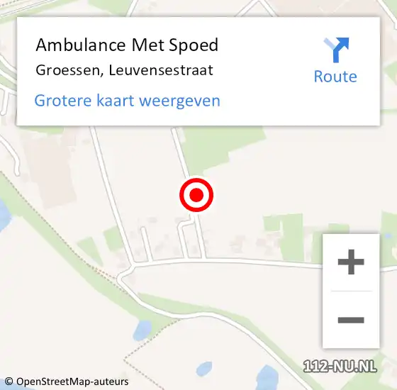 Locatie op kaart van de 112 melding: Ambulance Met Spoed Naar Groessen, Leuvensestraat op 16 oktober 2021 18:20