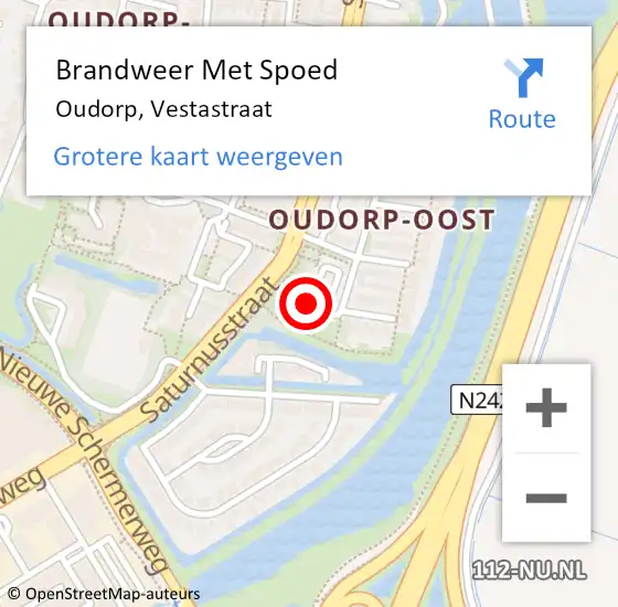 Locatie op kaart van de 112 melding: Brandweer Met Spoed Naar Oudorp, Vestastraat op 16 oktober 2021 18:25