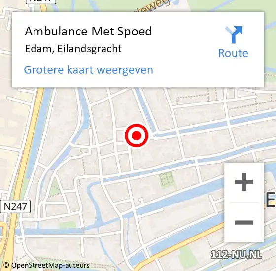 Locatie op kaart van de 112 melding: Ambulance Met Spoed Naar Edam, Eilandsgracht op 16 oktober 2021 18:26