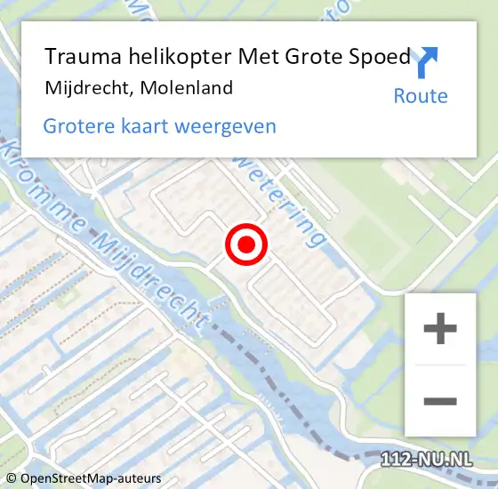 Locatie op kaart van de 112 melding: Trauma helikopter Met Grote Spoed Naar Mijdrecht, Molenland op 16 oktober 2021 18:37