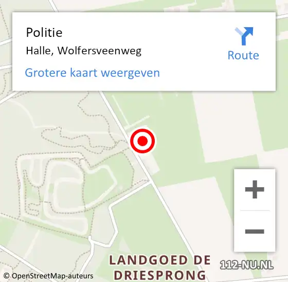 Locatie op kaart van de 112 melding: Politie Halle, Wolfersveenweg op 16 oktober 2021 18:37