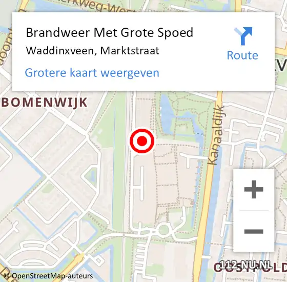 Locatie op kaart van de 112 melding: Brandweer Met Grote Spoed Naar Waddinxveen, Marktstraat op 16 oktober 2021 20:08