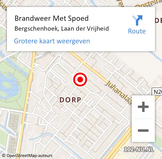 Locatie op kaart van de 112 melding: Brandweer Met Spoed Naar Bergschenhoek, Laan der Vrijheid op 16 oktober 2021 20:20