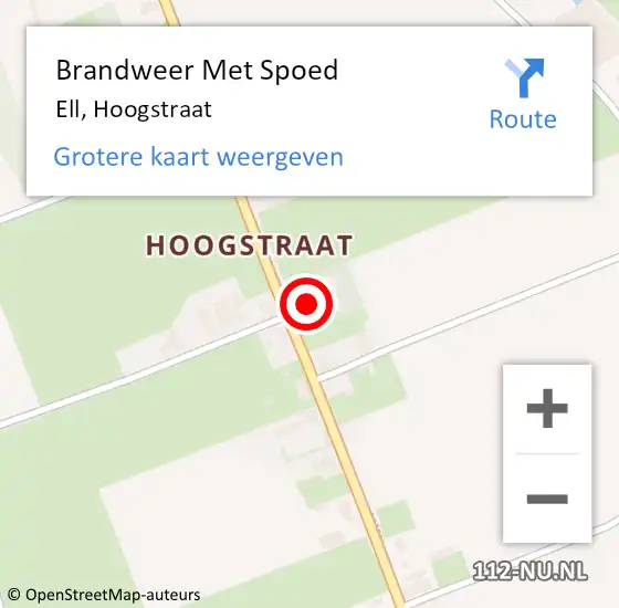 Locatie op kaart van de 112 melding: Brandweer Met Spoed Naar Ell, Hoogstraat op 16 oktober 2021 20:30