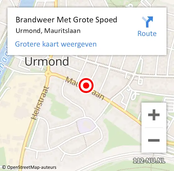 Locatie op kaart van de 112 melding: Brandweer Met Grote Spoed Naar Urmond, Mauritslaan op 16 oktober 2021 20:32