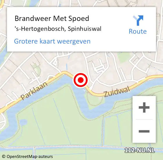 Locatie op kaart van de 112 melding: Brandweer Met Spoed Naar 's-Hertogenbosch, Spinhuiswal op 16 oktober 2021 20:53