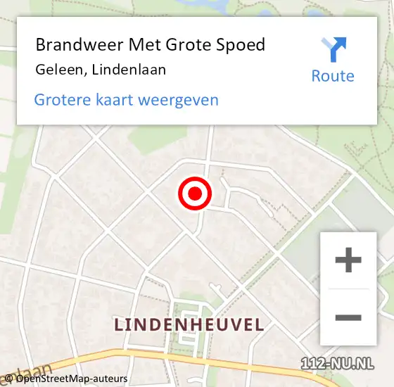 Locatie op kaart van de 112 melding: Brandweer Met Grote Spoed Naar Geleen, Lindenlaan op 16 oktober 2021 20:54