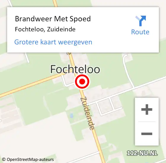 Locatie op kaart van de 112 melding: Brandweer Met Spoed Naar Fochteloo, Zuideinde op 16 oktober 2021 20:58