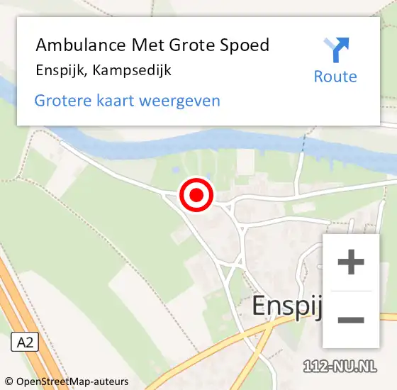 Locatie op kaart van de 112 melding: Ambulance Met Grote Spoed Naar Enspijk, Kampsedijk op 16 oktober 2021 20:59