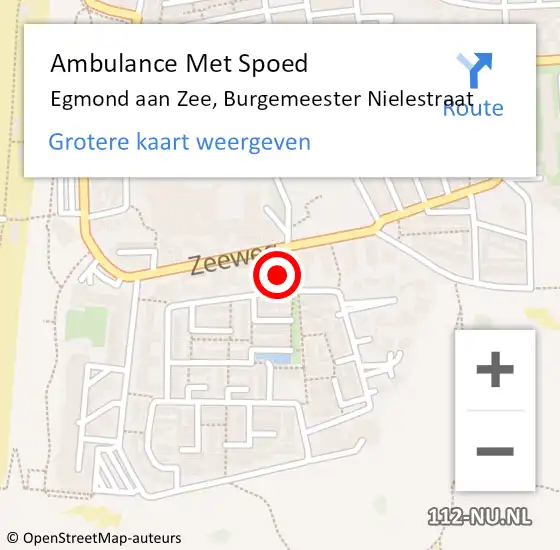 Locatie op kaart van de 112 melding: Ambulance Met Spoed Naar Egmond aan Zee, Burgemeester Nielestraat op 16 oktober 2021 21:04