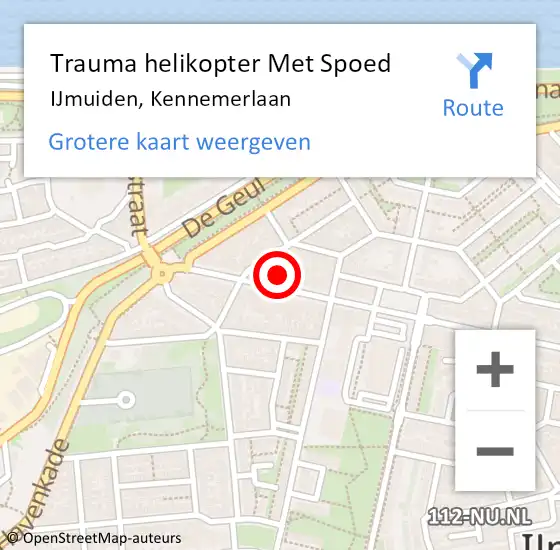 Locatie op kaart van de 112 melding: Trauma helikopter Met Spoed Naar IJmuiden, Kennemerlaan op 16 oktober 2021 21:06