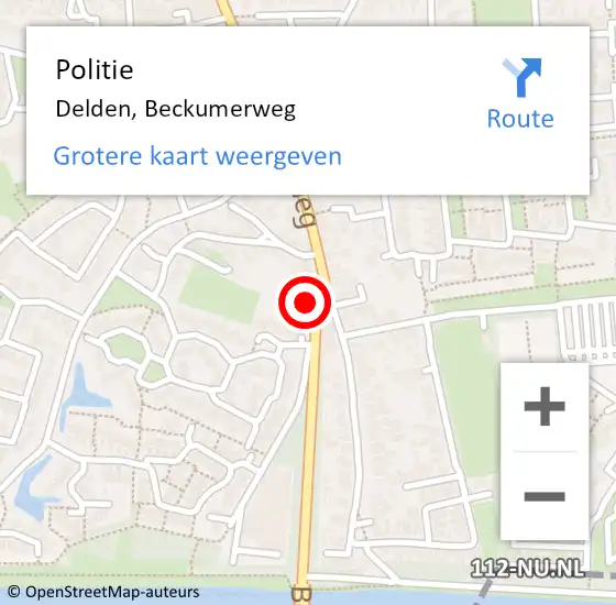 Locatie op kaart van de 112 melding: Politie Delden, Beckumerweg op 16 oktober 2021 21:11
