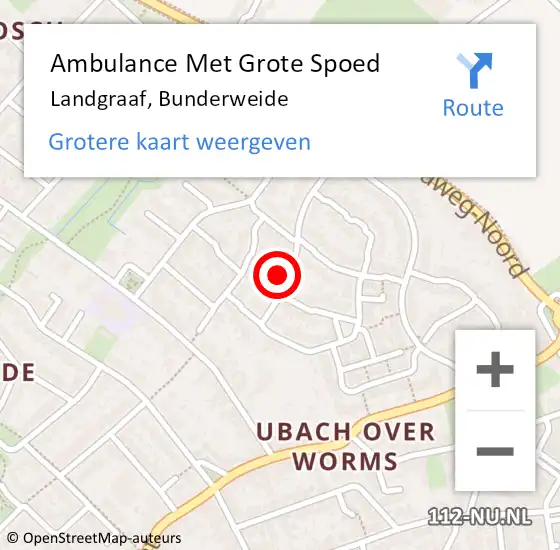 Locatie op kaart van de 112 melding: Ambulance Met Grote Spoed Naar Landgraaf, Bunderweide op 26 juni 2014 10:34