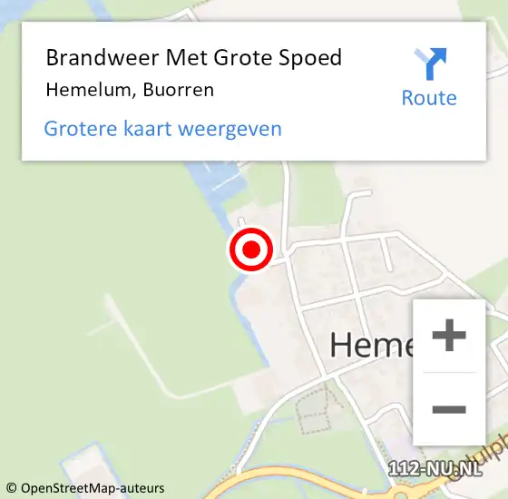 Locatie op kaart van de 112 melding: Brandweer Met Grote Spoed Naar Hemelum, Buorren op 26 juni 2014 10:36