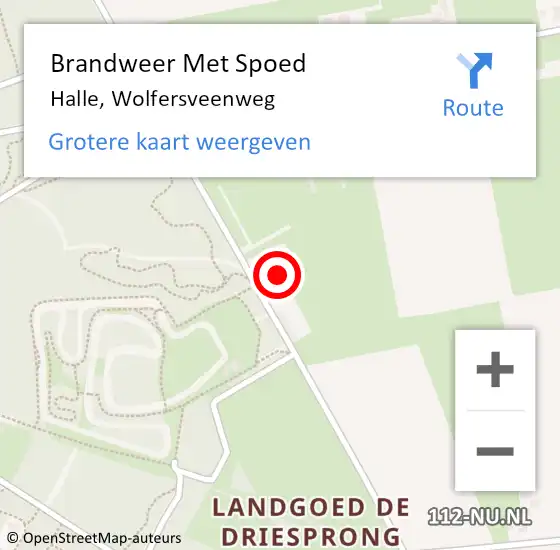 Locatie op kaart van de 112 melding: Brandweer Met Spoed Naar Halle, Wolfersveenweg op 16 oktober 2021 22:04