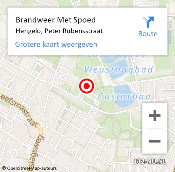 Locatie op kaart van de 112 melding: Brandweer Met Spoed Naar Hengelo, Peter Rubensstraat op 16 oktober 2021 22:08