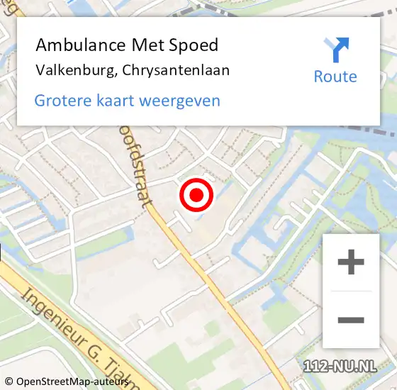 Locatie op kaart van de 112 melding: Ambulance Met Spoed Naar Valkenburg, Chrysantenlaan op 16 oktober 2021 22:19