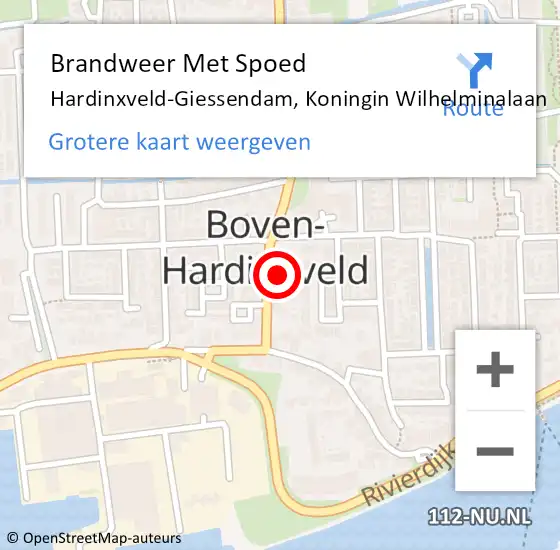 Locatie op kaart van de 112 melding: Brandweer Met Spoed Naar Hardinxveld-Giessendam, Koningin Wilhelminalaan op 16 oktober 2021 23:11