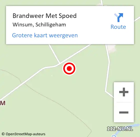 Locatie op kaart van de 112 melding: Brandweer Met Spoed Naar Winsum, Schilligeham op 16 oktober 2021 23:12