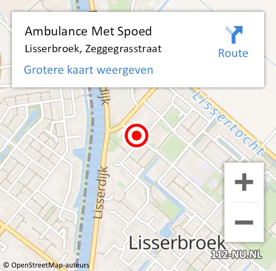 Locatie op kaart van de 112 melding: Ambulance Met Spoed Naar Lisserbroek, Zeggegrasstraat op 16 oktober 2021 23:31