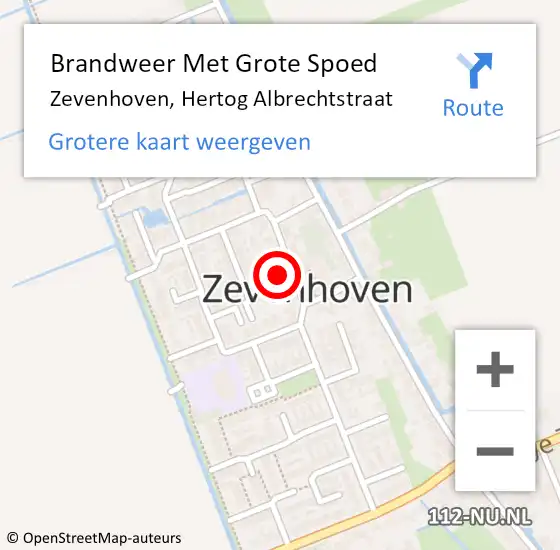 Locatie op kaart van de 112 melding: Brandweer Met Grote Spoed Naar Zevenhoven, Hertog Albrechtstraat op 16 oktober 2021 23:36