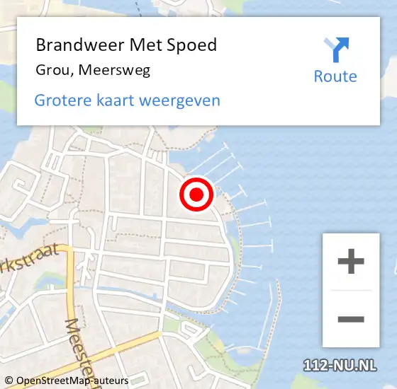 Locatie op kaart van de 112 melding: Brandweer Met Spoed Naar Grou, Meersweg op 16 oktober 2021 23:54