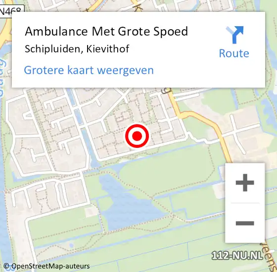 Locatie op kaart van de 112 melding: Ambulance Met Grote Spoed Naar Schipluiden, Kievithof op 17 oktober 2021 00:19