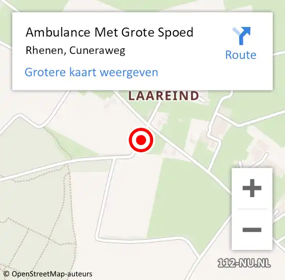 Locatie op kaart van de 112 melding: Ambulance Met Grote Spoed Naar Rhenen, Cuneraweg op 17 oktober 2021 00:24