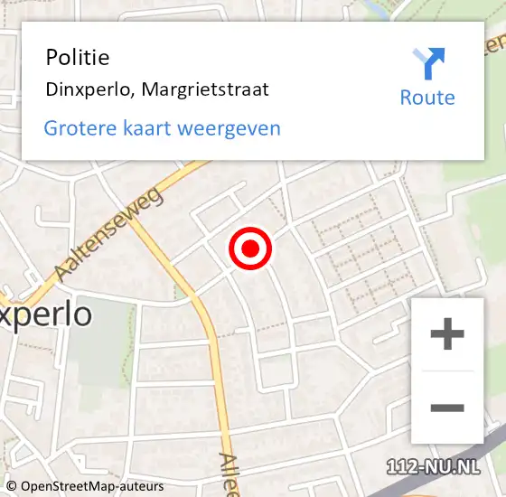 Locatie op kaart van de 112 melding: Politie Dinxperlo, Margrietstraat op 17 oktober 2021 00:32