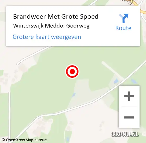 Locatie op kaart van de 112 melding: Brandweer Met Grote Spoed Naar Winterswijk Meddo, Goorweg op 17 oktober 2021 00:54