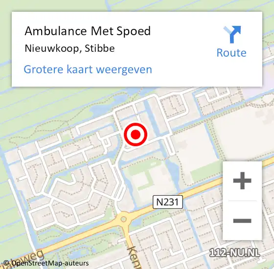 Locatie op kaart van de 112 melding: Ambulance Met Spoed Naar Nieuwkoop, Stibbe op 17 oktober 2021 01:13