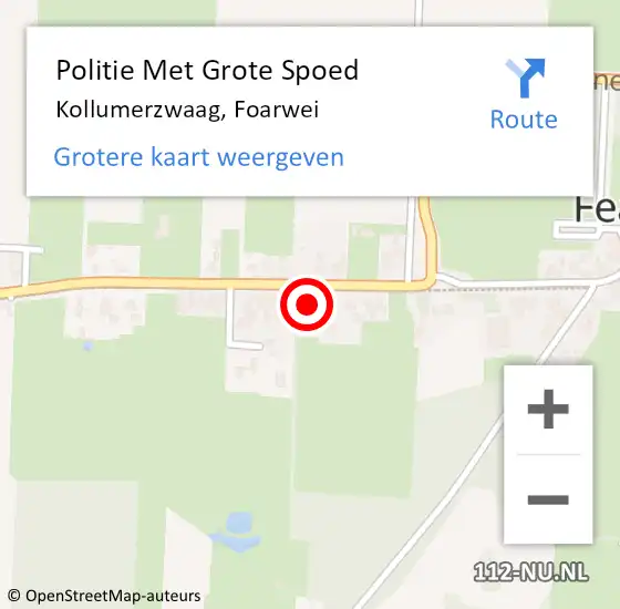 Locatie op kaart van de 112 melding: Politie Met Grote Spoed Naar Kollumerzwaag, Foarwei op 17 oktober 2021 01:39