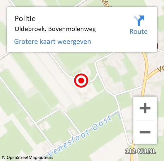 Locatie op kaart van de 112 melding: Politie Oldebroek, Bovenmolenweg op 17 oktober 2021 01:56