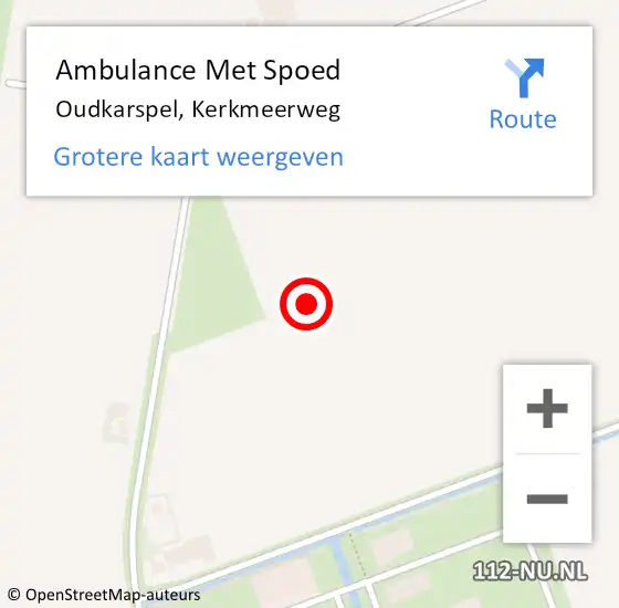 Locatie op kaart van de 112 melding: Ambulance Met Spoed Naar Oudkarspel, Kerkmeerweg op 17 oktober 2021 01:57