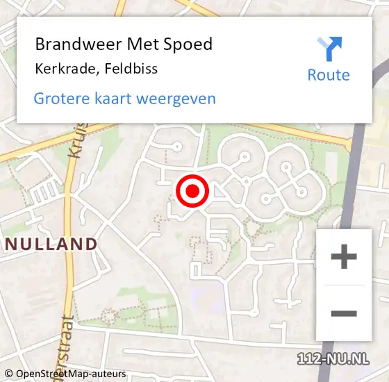 Locatie op kaart van de 112 melding: Brandweer Met Spoed Naar Kerkrade, Feldbiss op 17 oktober 2021 04:21