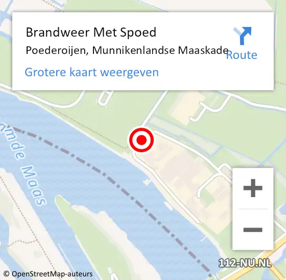 Locatie op kaart van de 112 melding: Brandweer Met Spoed Naar Poederoijen, Munnikenlandse Maaskade op 26 juni 2014 10:59