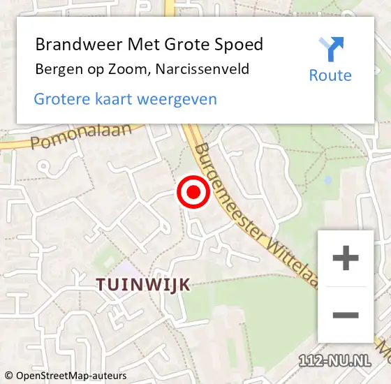 Locatie op kaart van de 112 melding: Brandweer Met Grote Spoed Naar Bergen op Zoom, Narcissenveld op 17 oktober 2021 05:00