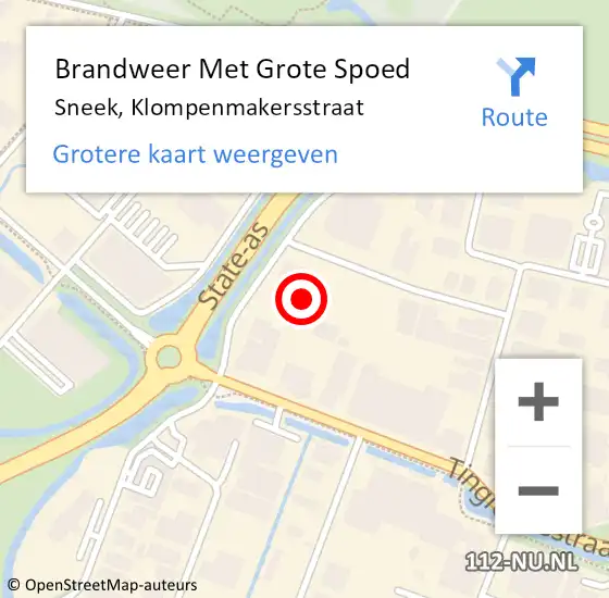 Locatie op kaart van de 112 melding: Brandweer Met Grote Spoed Naar Sneek, Klompenmakersstraat op 17 oktober 2021 05:33