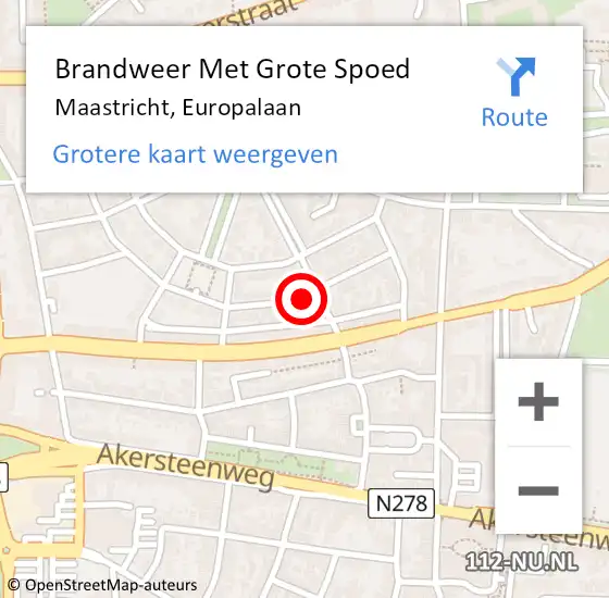 Locatie op kaart van de 112 melding: Brandweer Met Grote Spoed Naar Maastricht, Europalaan op 17 oktober 2021 06:32