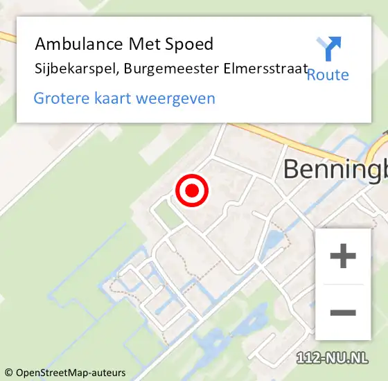 Locatie op kaart van de 112 melding: Ambulance Met Spoed Naar Sijbekarspel, Burgemeester Elmersstraat op 17 oktober 2021 06:34