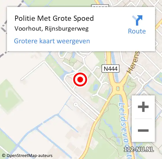 Locatie op kaart van de 112 melding: Politie Met Grote Spoed Naar Voorhout, Rijnsburgerweg op 17 oktober 2021 06:51