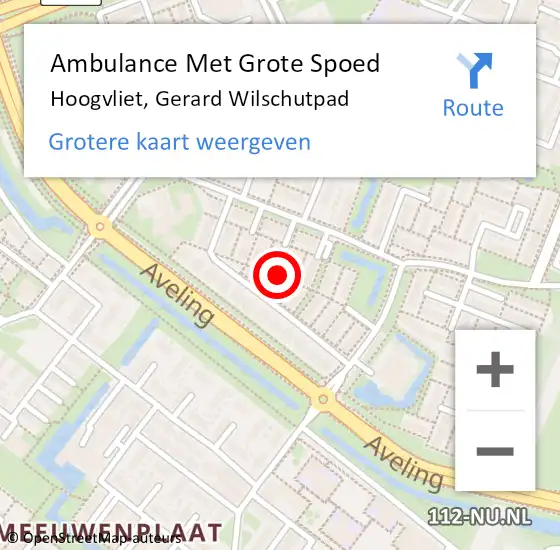 Locatie op kaart van de 112 melding: Ambulance Met Grote Spoed Naar Hoogvliet, Gerard Wilschutpad op 17 oktober 2021 07:33