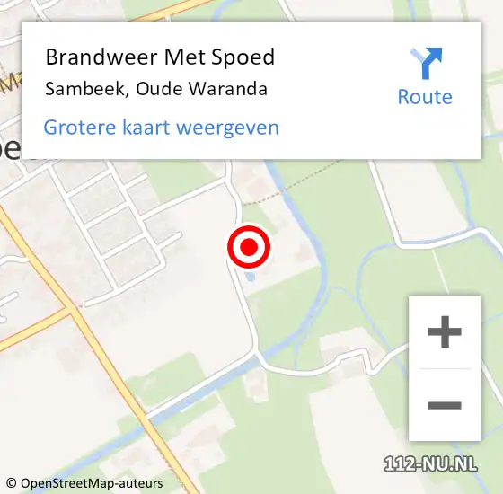 Locatie op kaart van de 112 melding: Brandweer Met Spoed Naar Sambeek, Oude Waranda op 17 oktober 2021 08:07