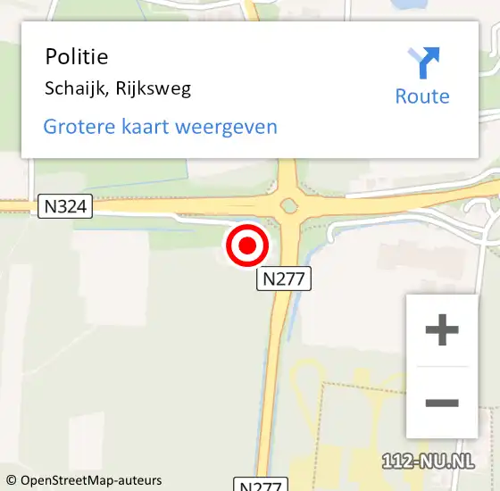 Locatie op kaart van de 112 melding: Politie Schaijk, Rijksweg op 17 oktober 2021 08:21