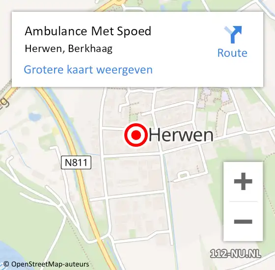 Locatie op kaart van de 112 melding: Ambulance Met Spoed Naar Herwen, Berkhaag op 17 oktober 2021 08:42